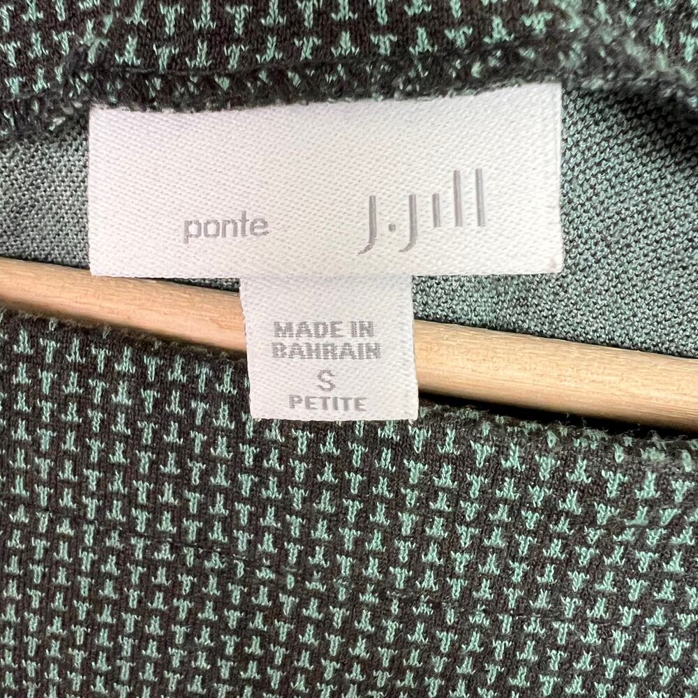 J. Jill Ponte‎ Knit Petite Small 3/4 Sleeve Black and Green Boat Neck  Tunic Top - Picture 3 of 7